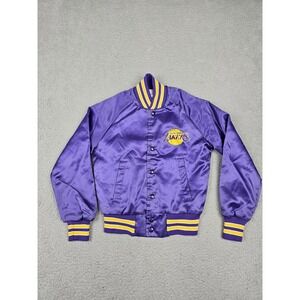 Vintage Los Angeles Lakers Jacket Boys 10/12 Purple NBA Basketball Chalk Line